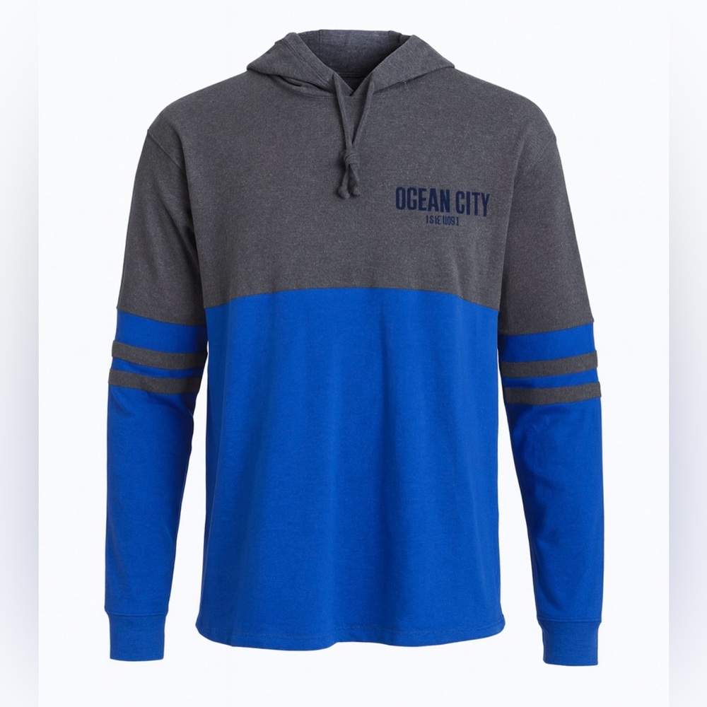 Lightweight Beach (Ocean City) Hoodie (Gray/Blue) Sz Lg